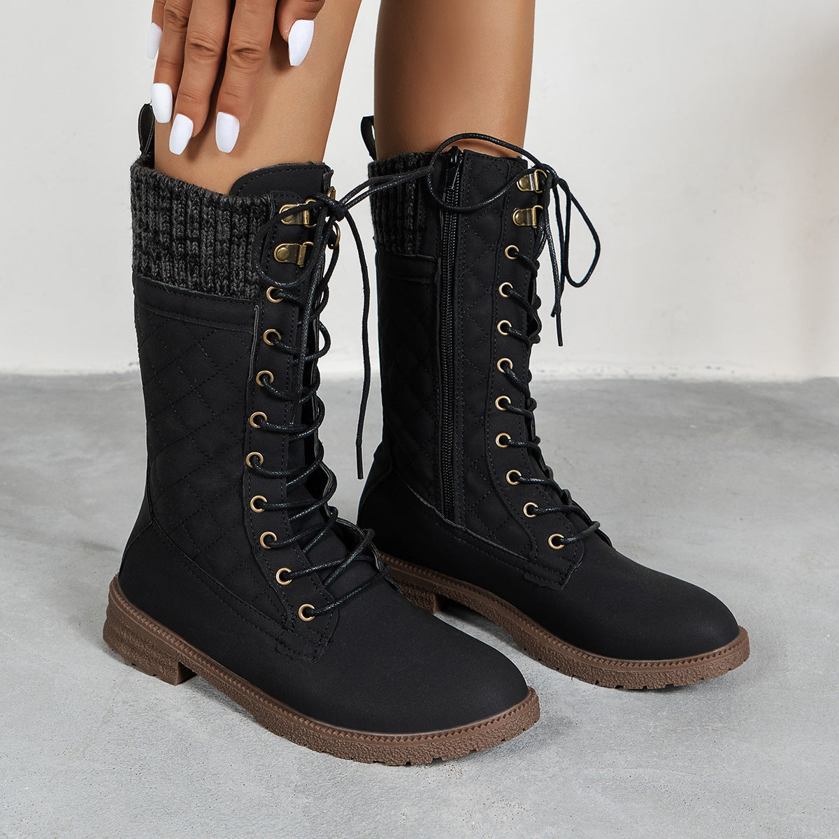Mary – Damen-Cowboystiefel mit Blockabsatz und Schnürung