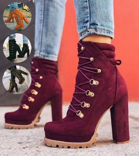 Rose – Damenstiefel mit Schnürung und hohem Absatz