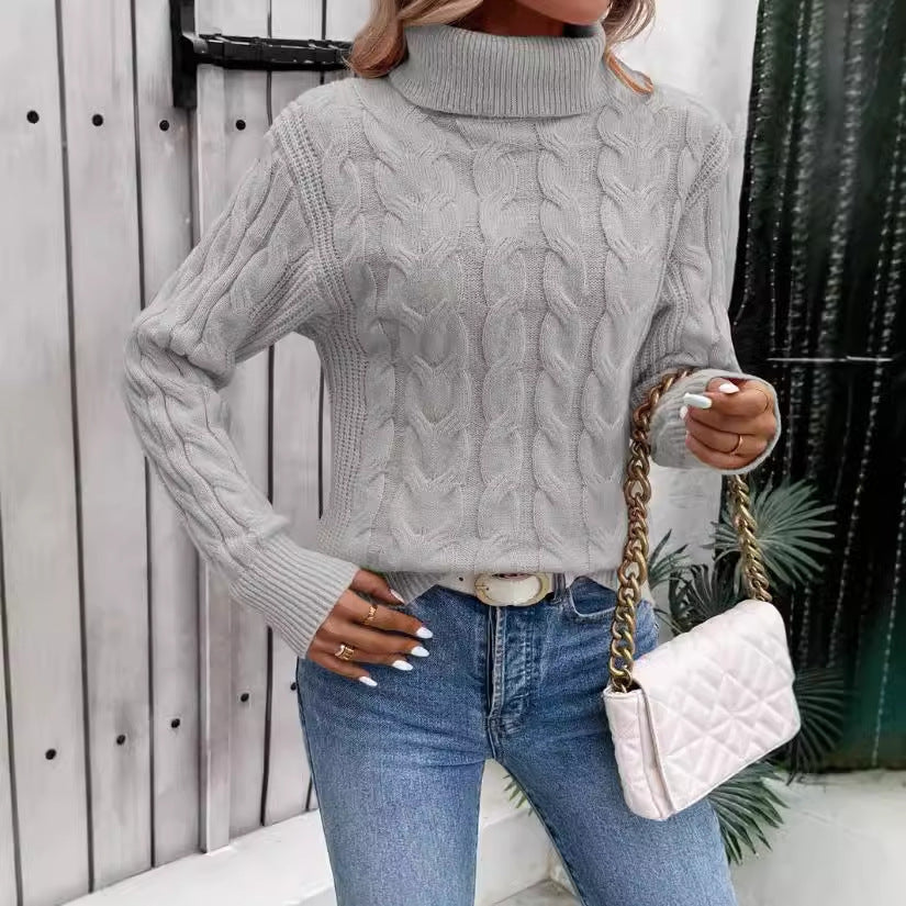 Jasmine – Kabelgestrickter Rollkragenpullover für Damen