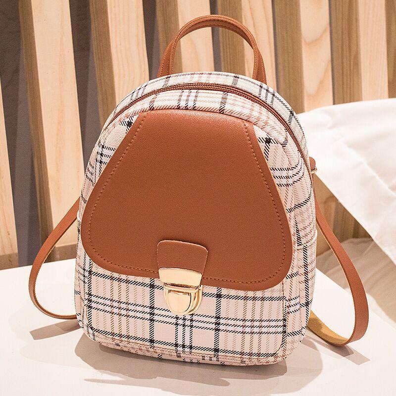 Michelle – Damen Rucksack mit Karo-Muster und Münzbörse