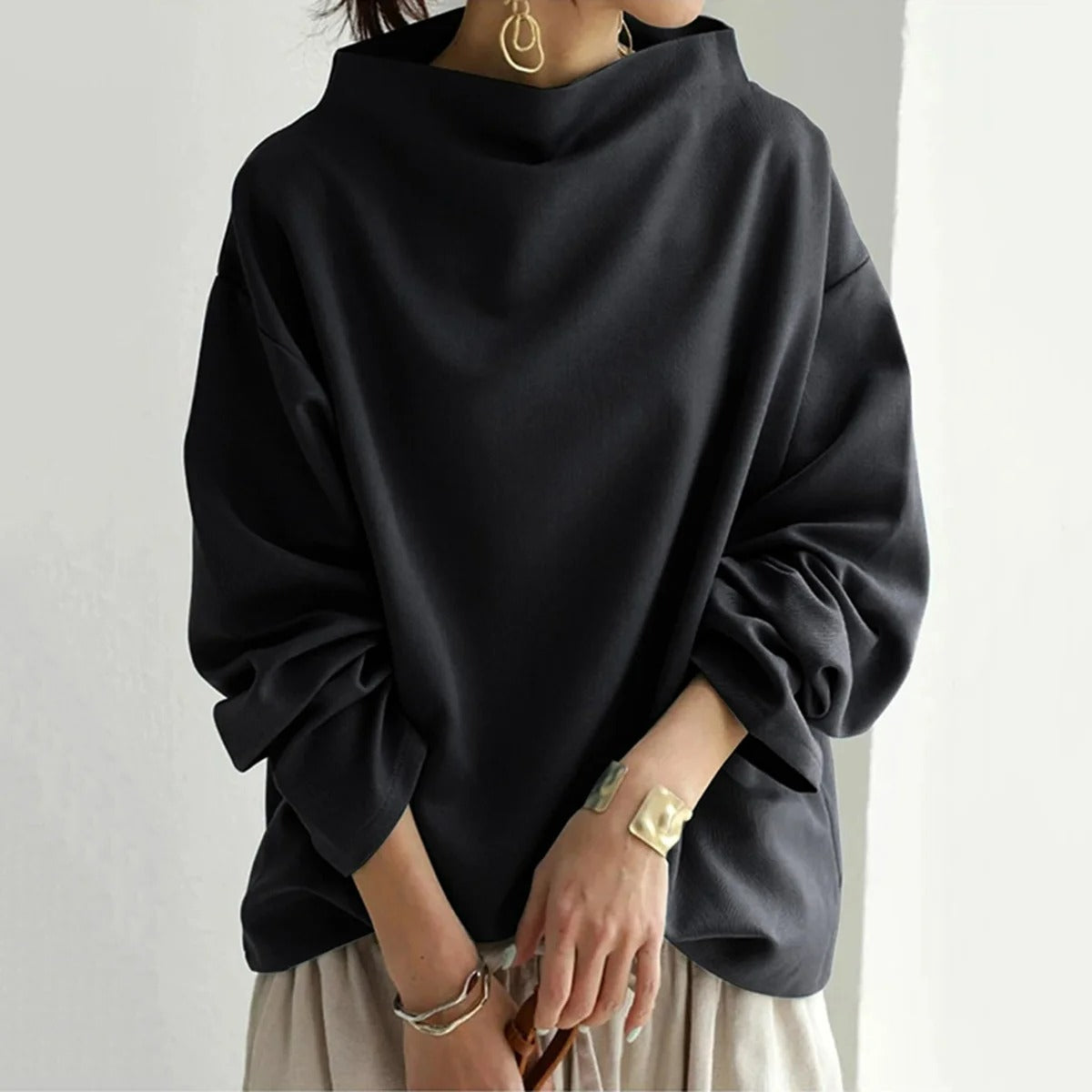 Damen Oversize Pullover mit langen Ärmeln – Moderner Casual Style für Alltag und Büro