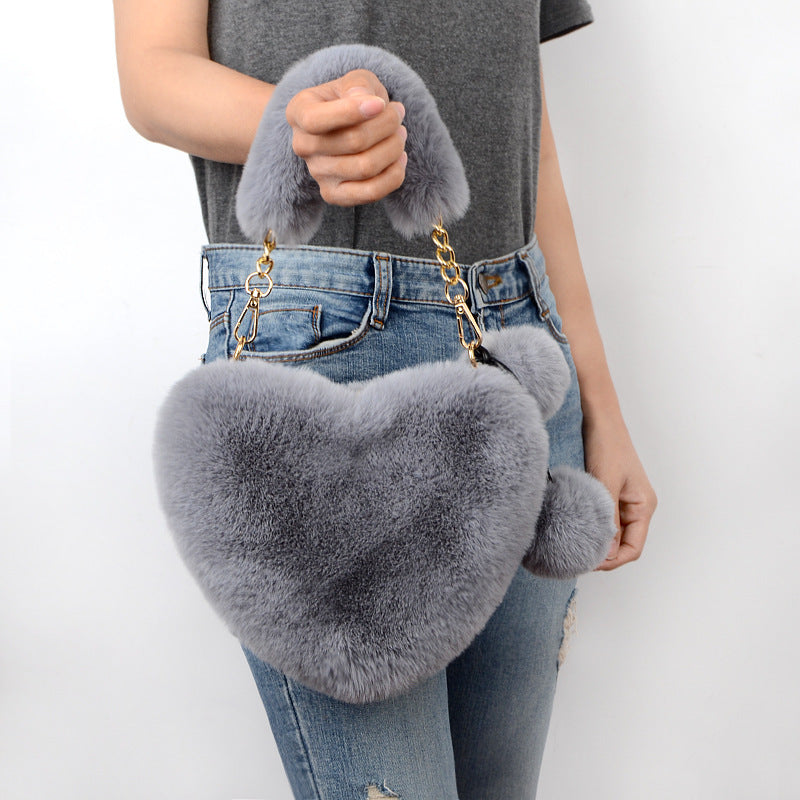 Phoebe – Herzformiger Plüsch-Handtasche für Damen