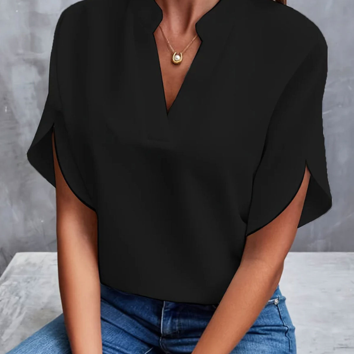 Georgina – Chiffonbluse mit V-Ausschnitt für Damen