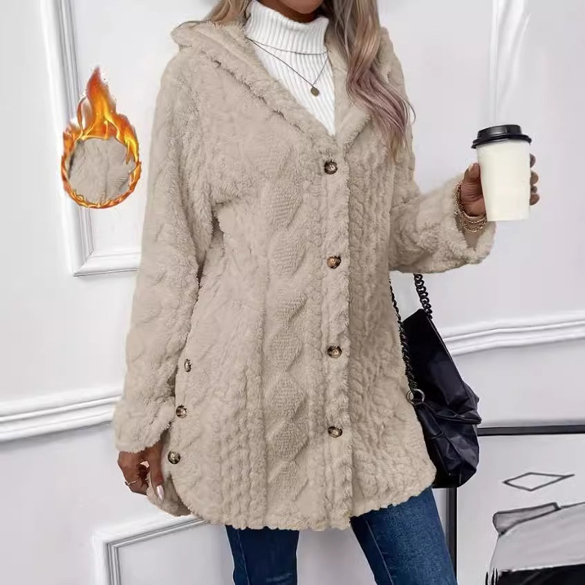 Ruby – Kapuzen-Cardigan mit Knöpfen für Damen
