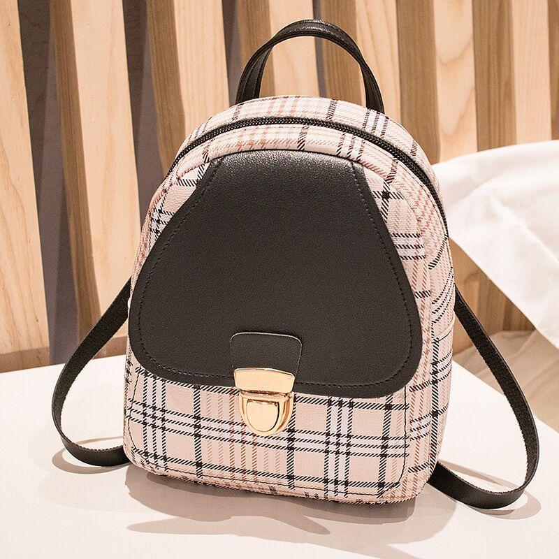 Michelle – Damen Rucksack mit Karo-Muster und Münzbörse