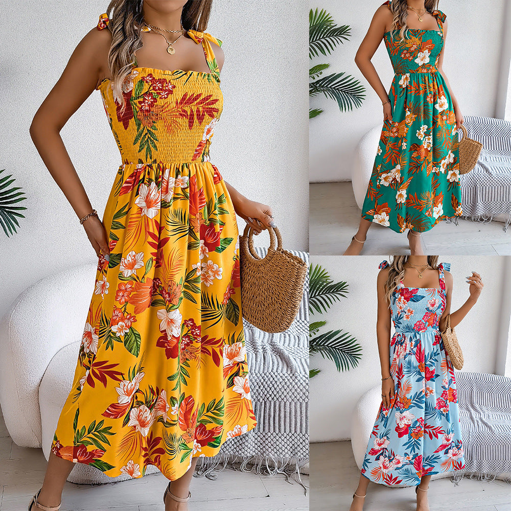 Alice – Langes Damenkleid mit Blumenmuster und Korsett