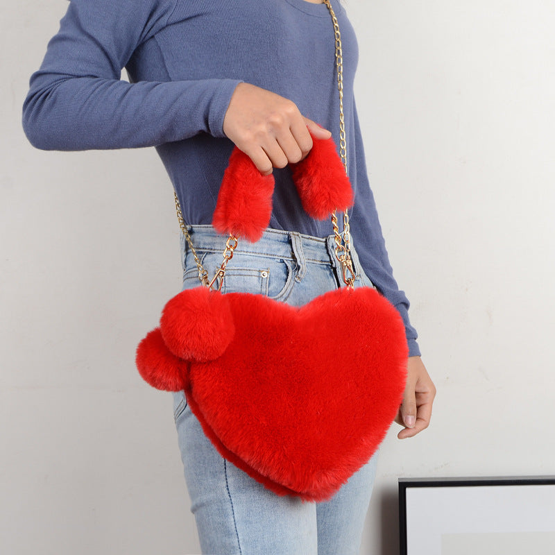 Phoebe – Herzformiger Plüsch-Handtasche für Damen