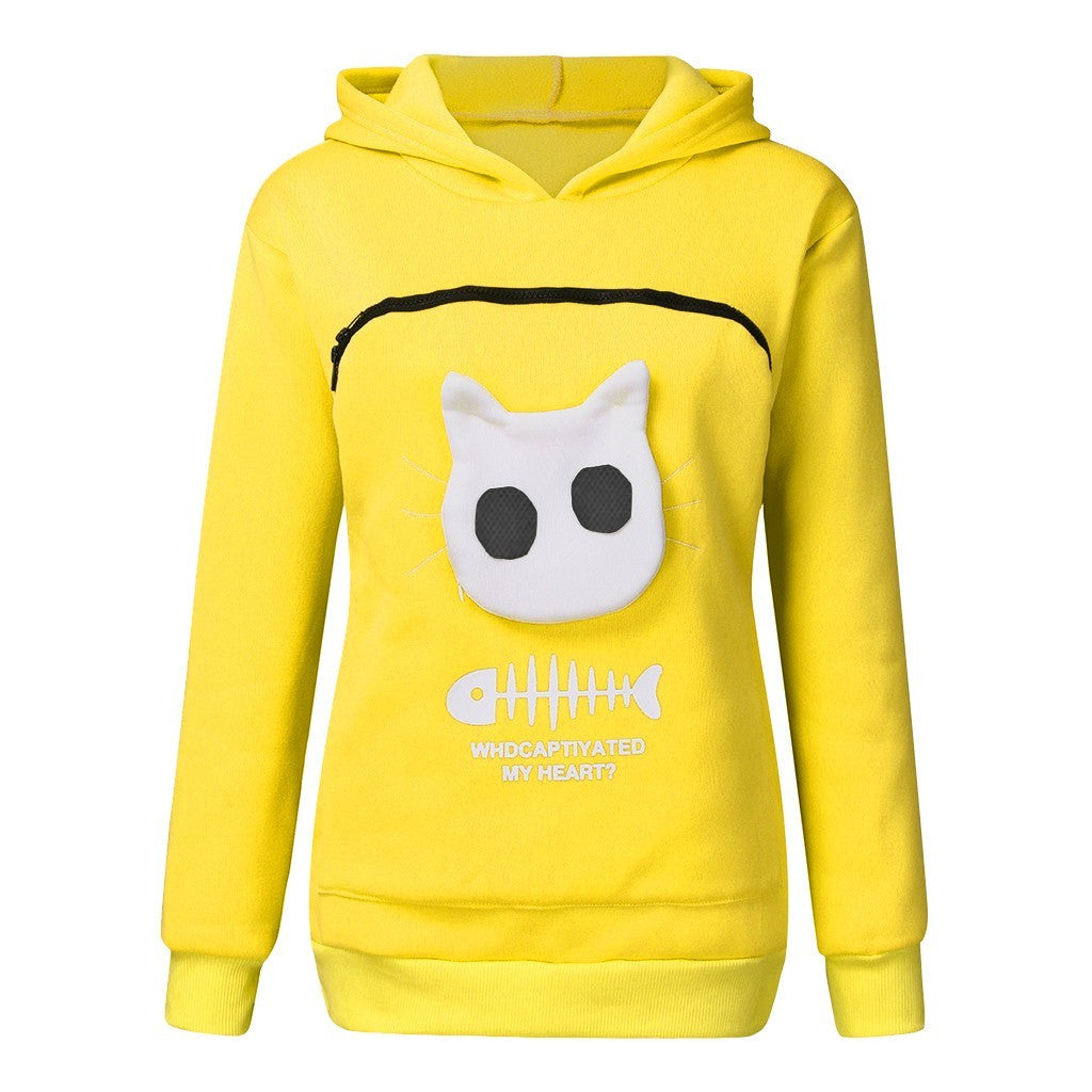 Karen – Damen Kapuzenpullover mit Katzen-Taschen-Design