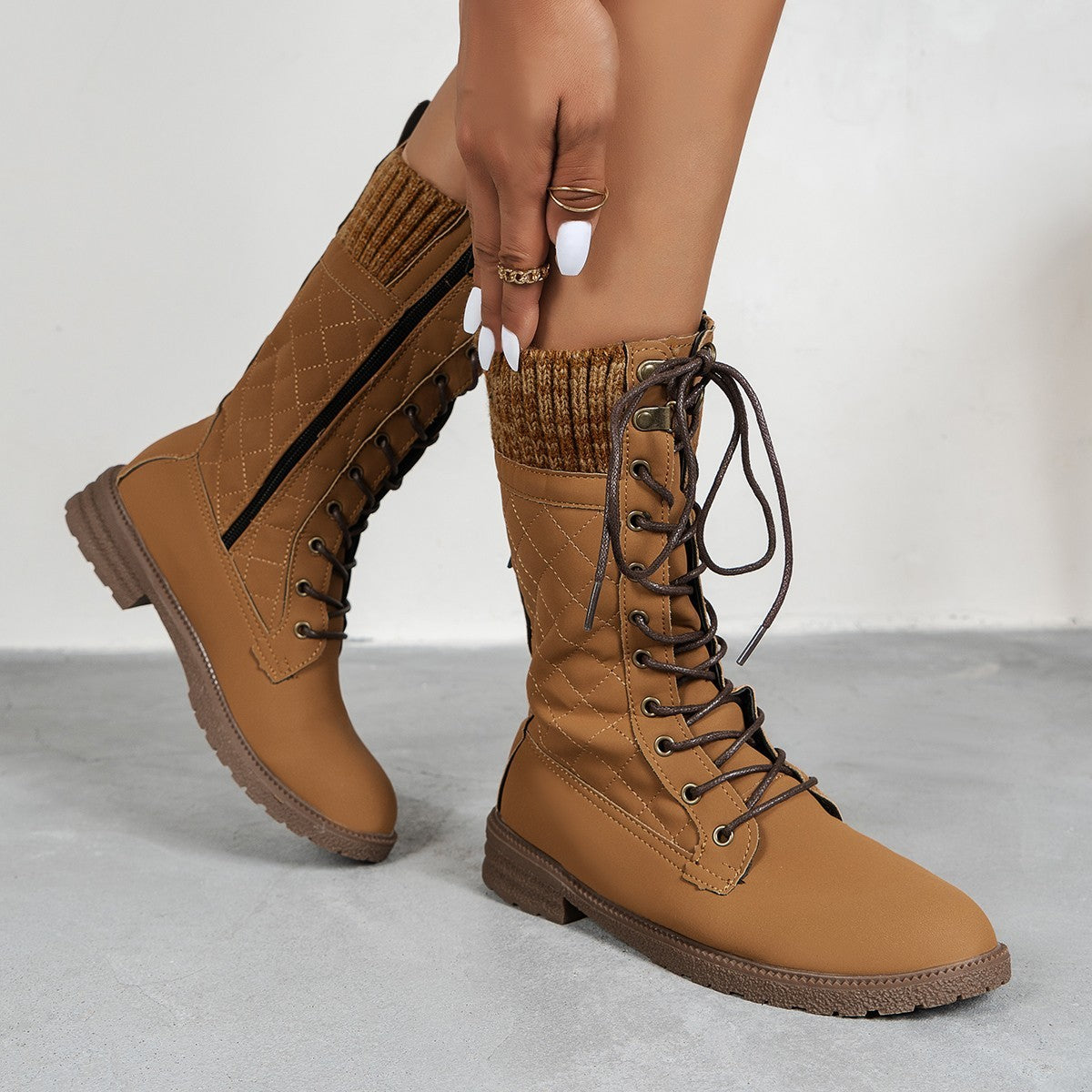 Mary – Damen-Cowboystiefel mit Blockabsatz und Schnürung