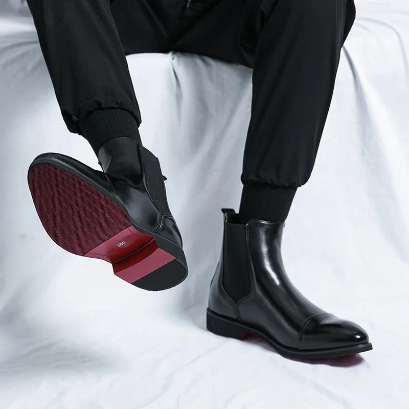 Stephan – Stiefel mit quadratischer Spitze und rotem Absatz für Herren
