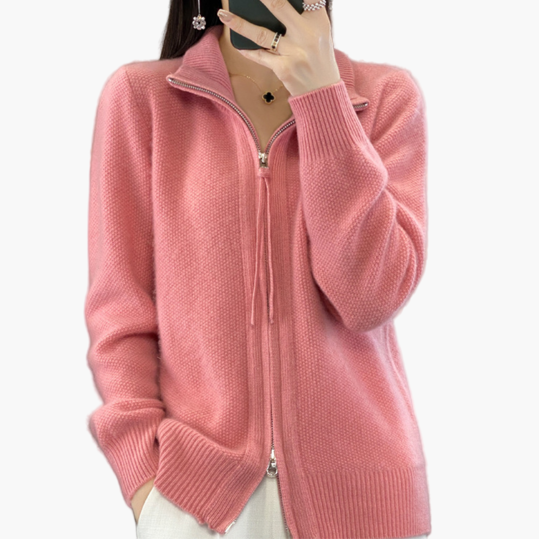 Damen Strickjacke mit Reißverschluss – Eleganter Cardigan für Alltag & Büro
