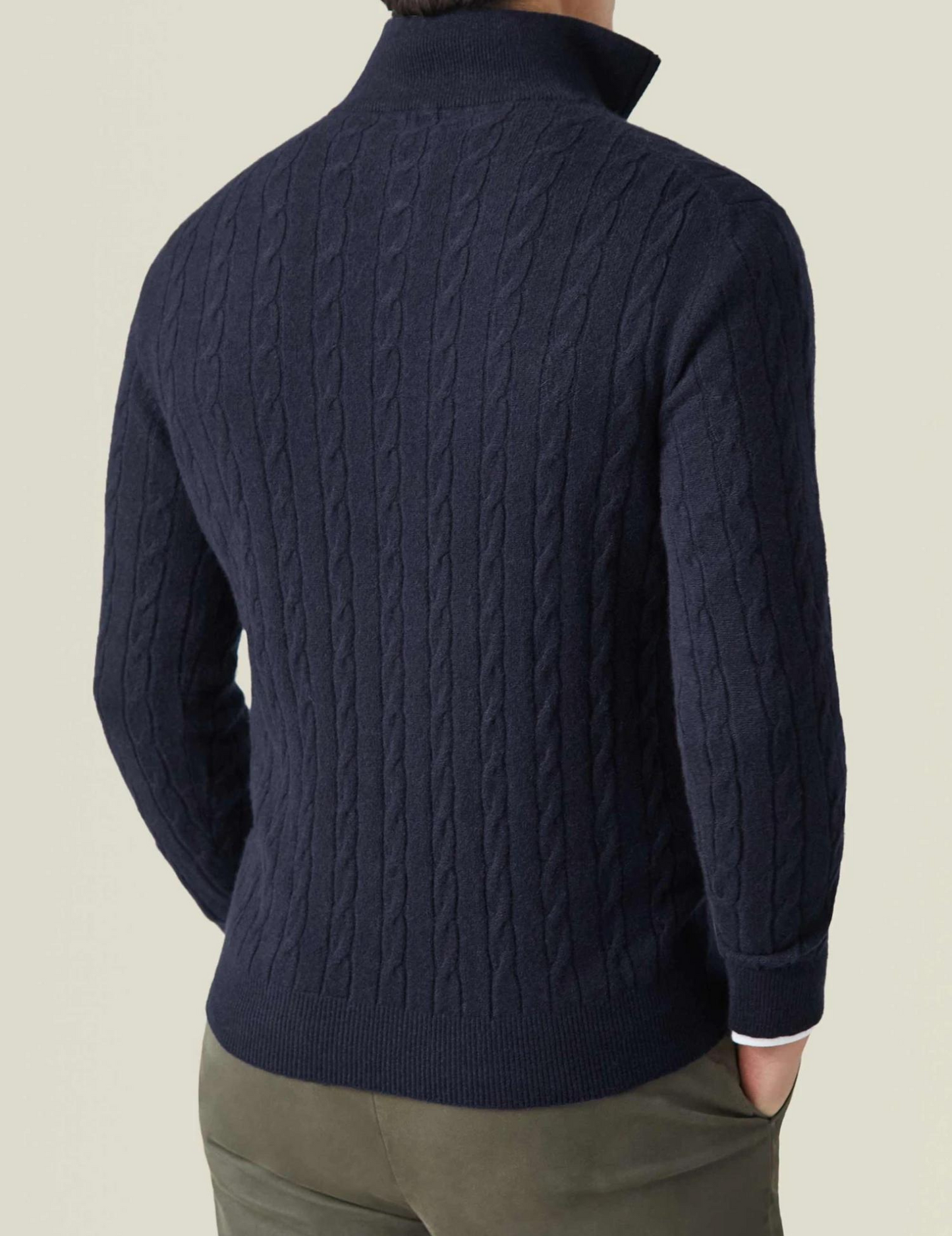 Herren Zopfmuster Strickpullover mit Reißverschluss – Eleganter Freizeit- und Business-Look