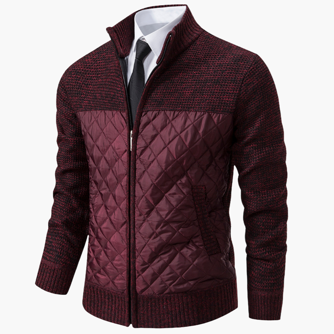 Herren Strickjacke mit Stehkragen – Eleganter Business Casual Look für Büro und Freizeit