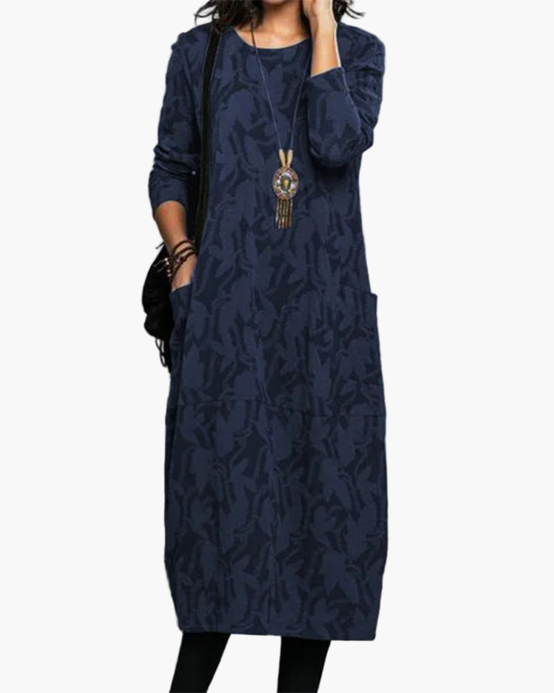 Damen Freizeitkleid Locker Elegant – Lässiges Langarm Kleid für Alltag und Büro