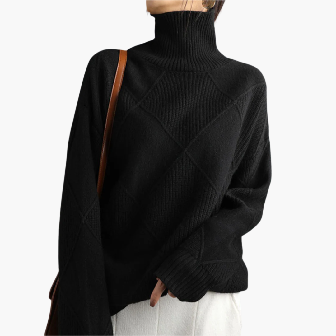 Damen Strickpullover im modernen Rauten-Design – Stilvoller Freizeitpullover für Herbst und Winter
