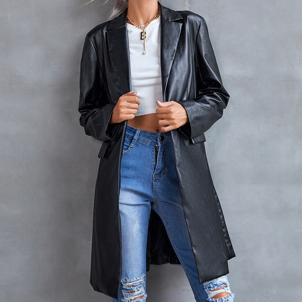 Jean – Schlanker Damen-Leder-Windbreaker-Blazer