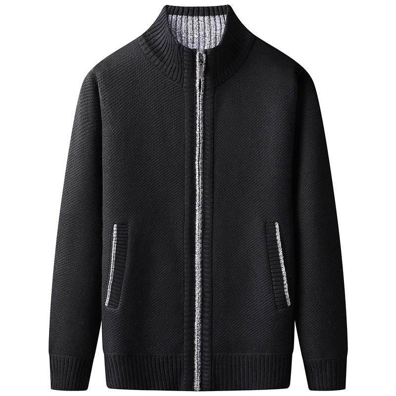 Aidan – Solide Herrenstrickjacke mit Stehkragen
