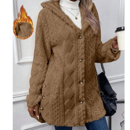 Ruby – Kapuzen-Cardigan mit Knöpfen für Damen