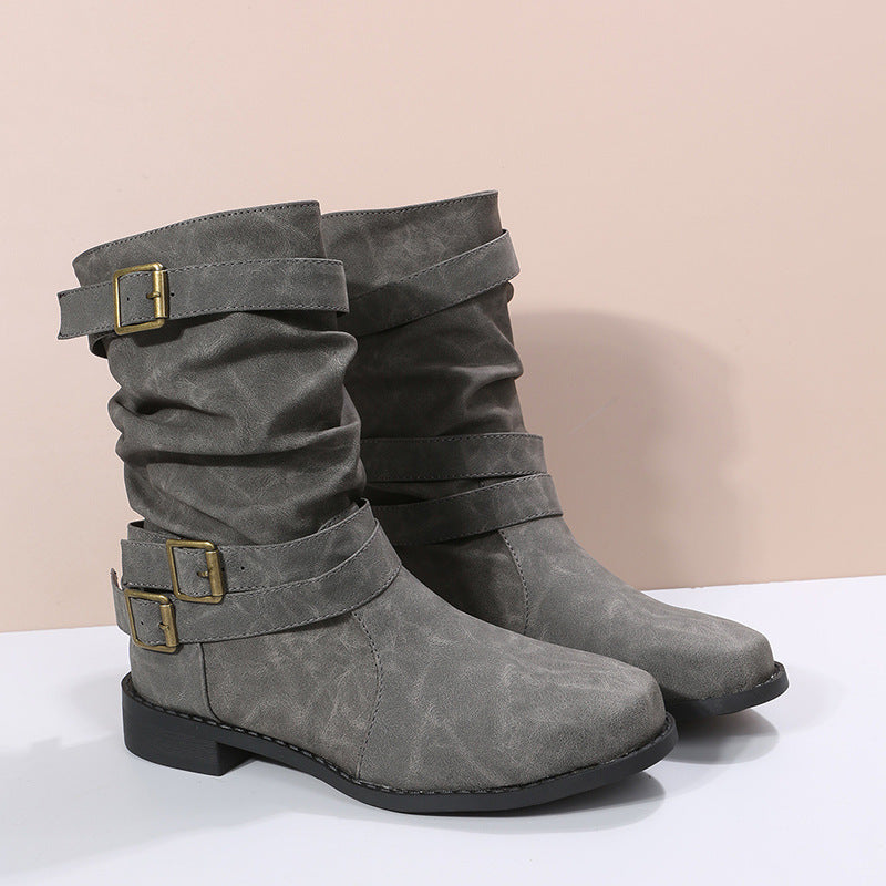 Georgina – Vintage Damenstiefel mit Verstellbarer Schnalle