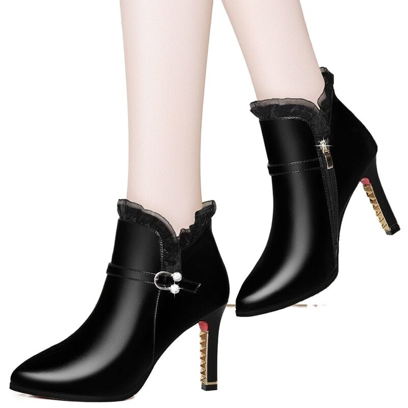 Sharon – Damen Stiletto Stiefel mit Seitlichem Reißverschluss