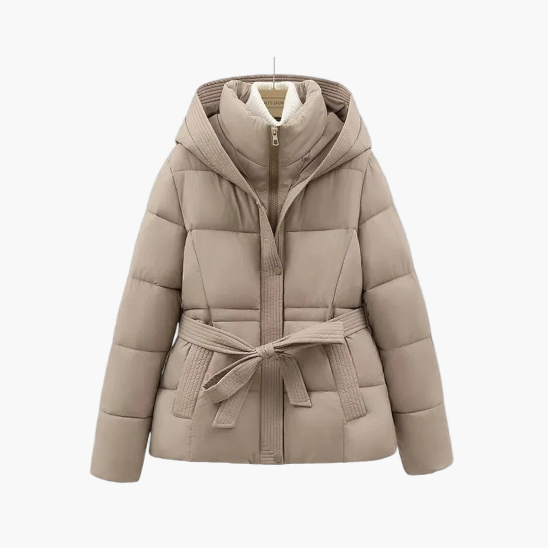 Damen Winter Steppjacke Parka mit Gürtel – Modischer Outdoor Mantel