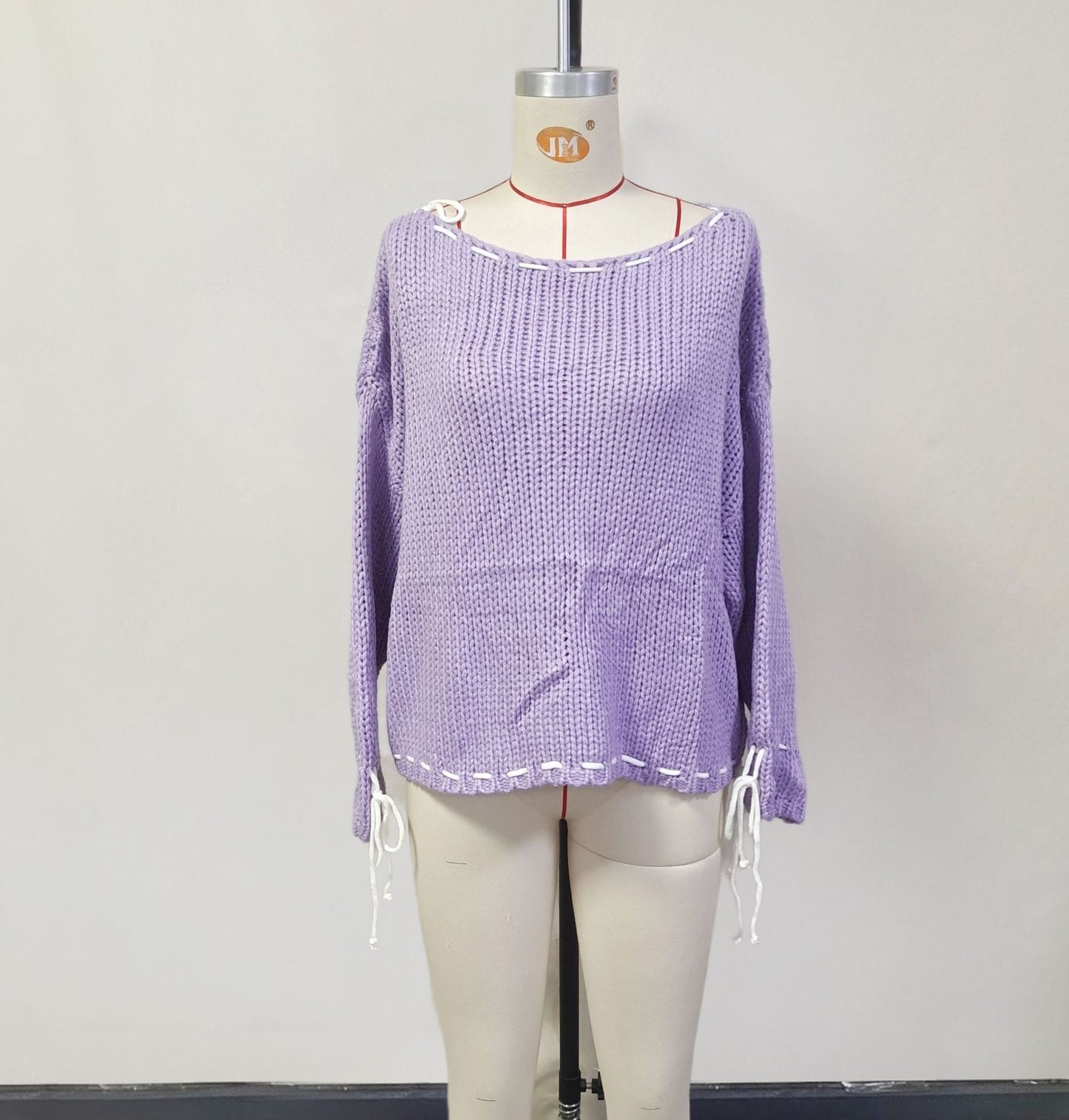Katy – Y2K Pullover mit Schleife und langen Ärmeln