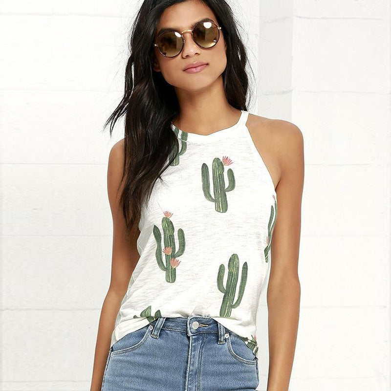 Melanie – Sommerliches Damen T-Shirt mit Kaktus-Print im Harajuku-Stil