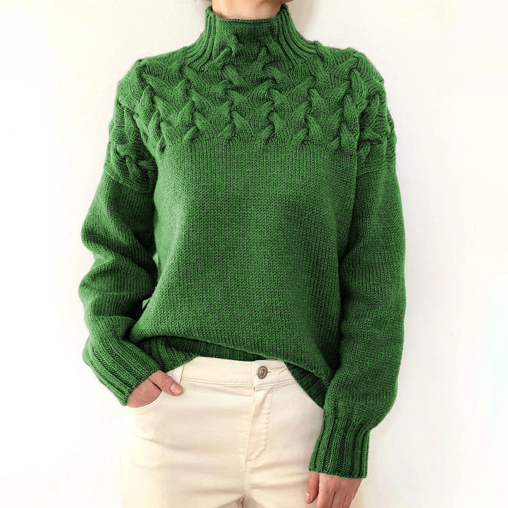 Aaron – Modischer Pullover mit Zopfstrick und hohem Kragen