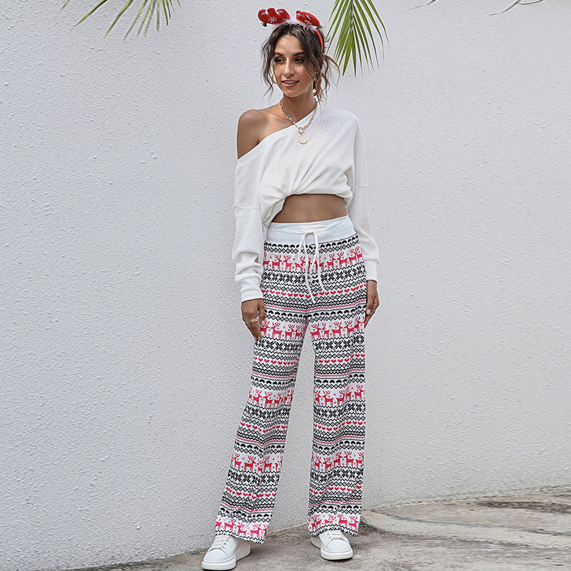 Laura – Damenhose mit Weihnachtsmotiv und Kordelzug