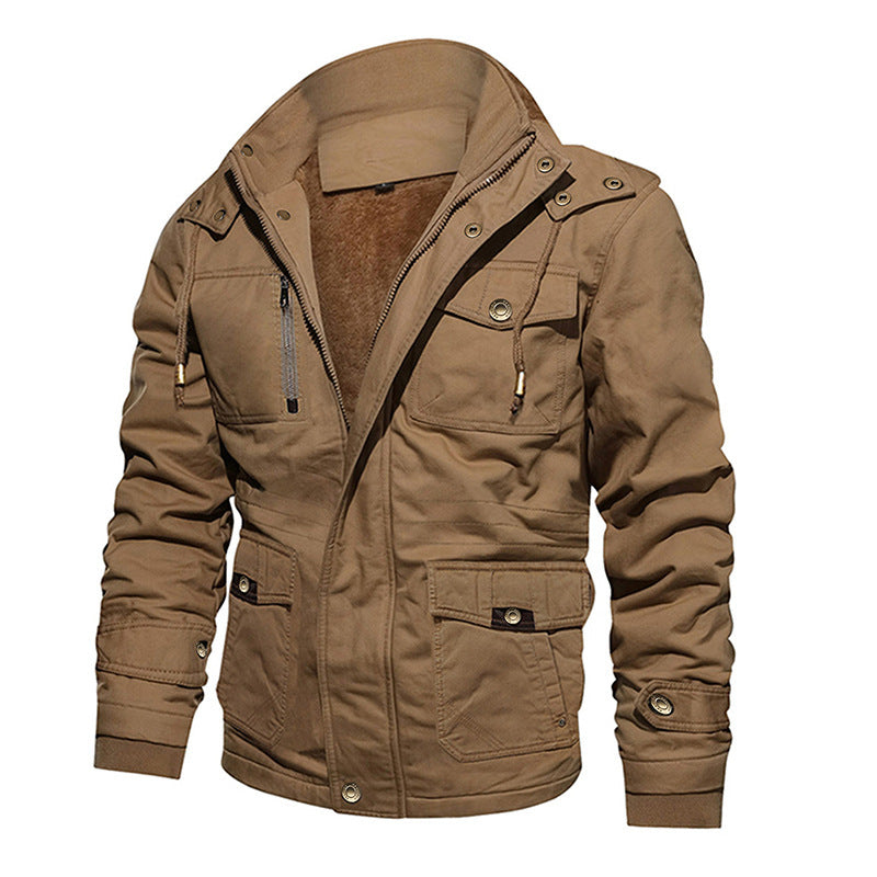 Neil – Kapuzenjacke aus Baumwolle mit Vintage-Stil und Fleece-Futter