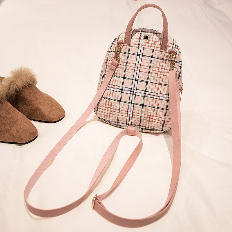 Michelle – Damen Rucksack mit Karo-Muster und Münzbörse
