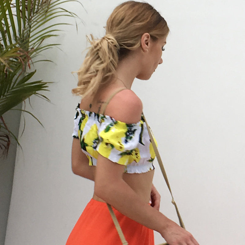Judith – Sexy Bedrucktes Kurzarm-Strandtop