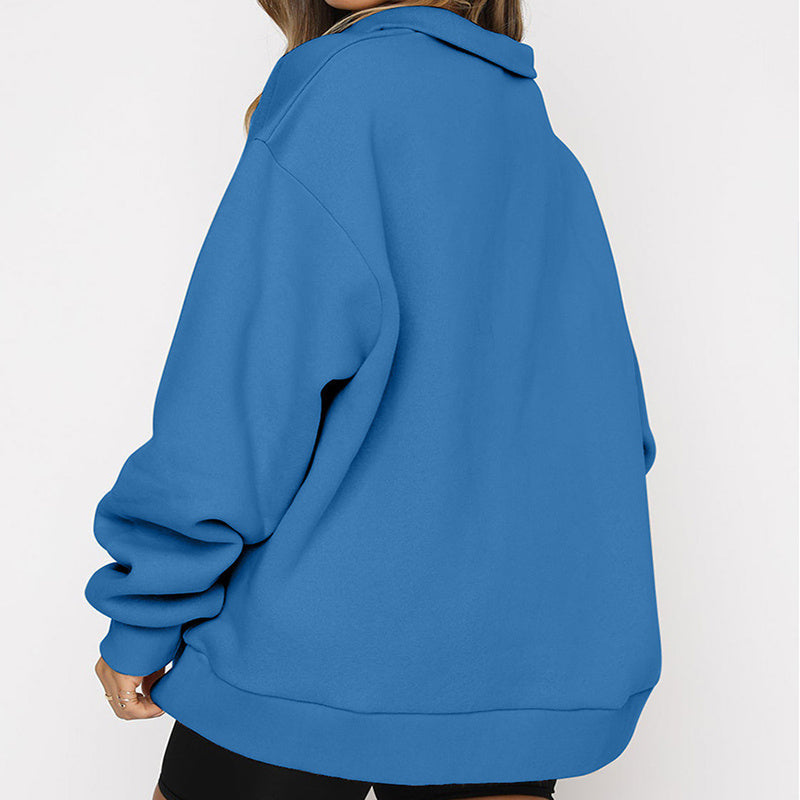 Margaret – Damen-Pullover mit Reißverschluss und Umschlagkragen