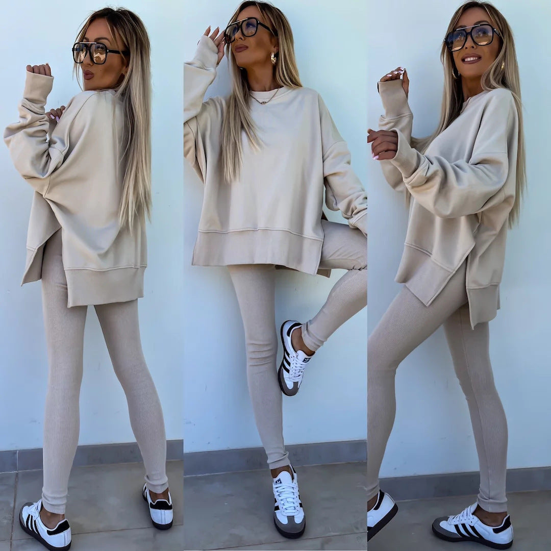 Judith – Lässiges Damen Sweater-Set mit Langarm und Schlitz