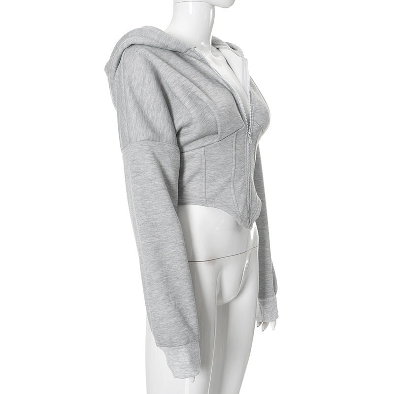 Miranda – Lange Kapuzenjacke mit Korsettstil