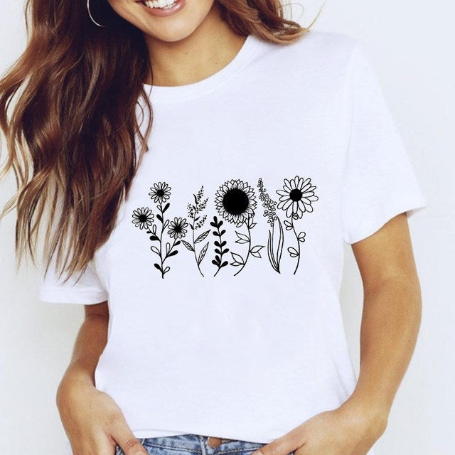Rose – Harajuku T-Shirts mit Sternenmuster für Damen