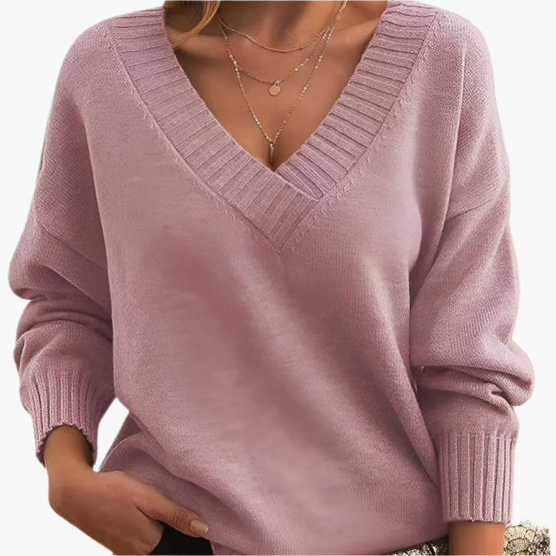 Damen Pullover V-Ausschnitt Strickpullover Elegant Freizeitmode für Winter