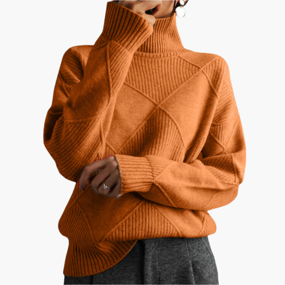 Damen Strickpullover im modernen Rauten-Design – Stilvoller Freizeitpullover für Herbst und Winter