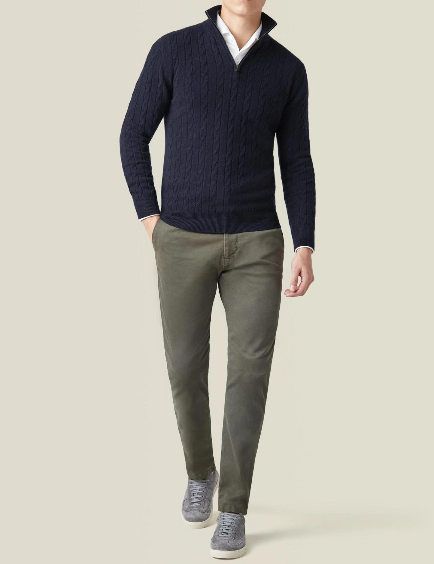 Herren Zopfmuster Strickpullover mit Reißverschluss – Eleganter Freizeit- und Business-Look
