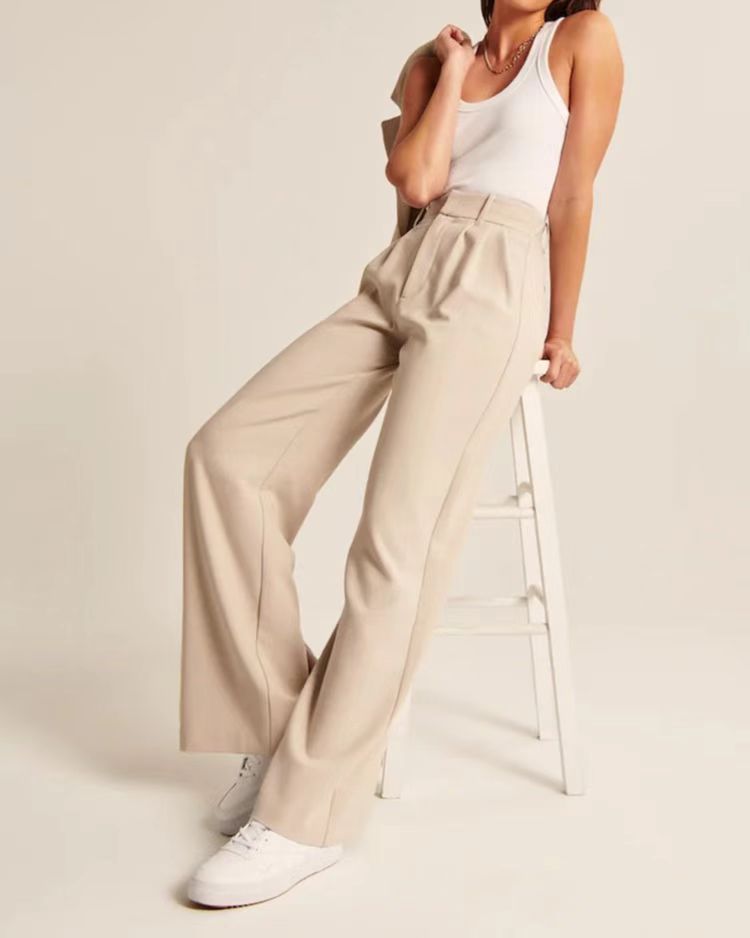 Kate – Weite Damenhose mit Hohem Bund und Taschen