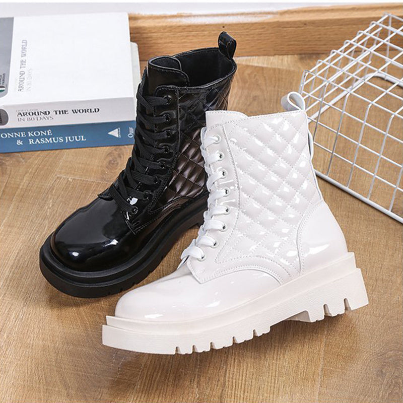 Barbara – Schnürstiefeletten mit Dickem Absatz und Minimalistischem Design
