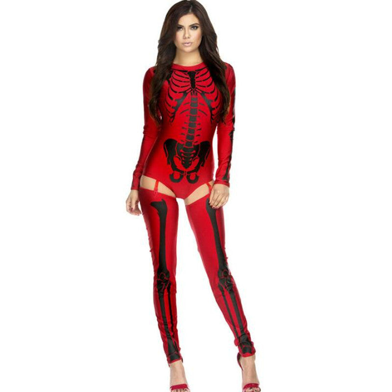 Damen Halloween Skelett Kostüm Body für Party & Verkleidung
