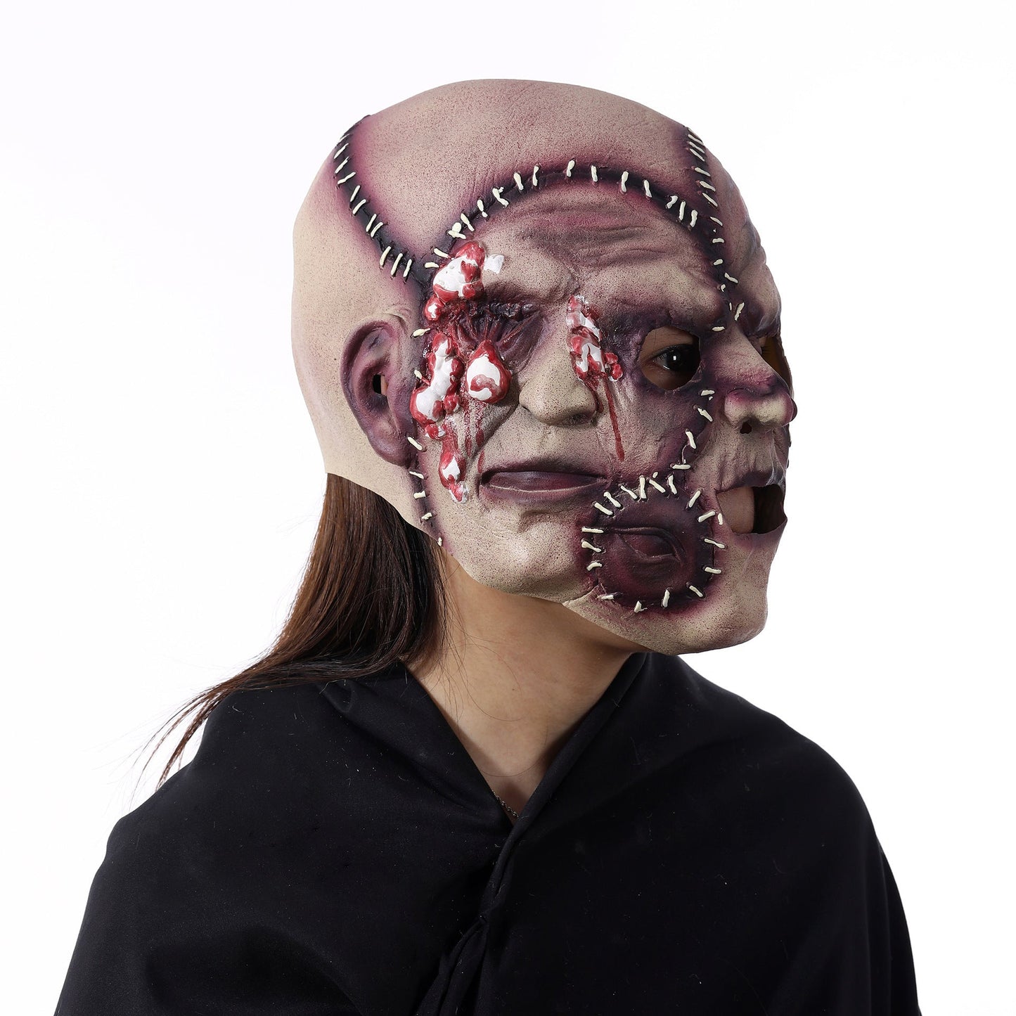 Halloween Horrormaske Drei-Seiten-Gesicht für Erwachsene – Gruselige Verkleidung für Kostümpartys & Deko