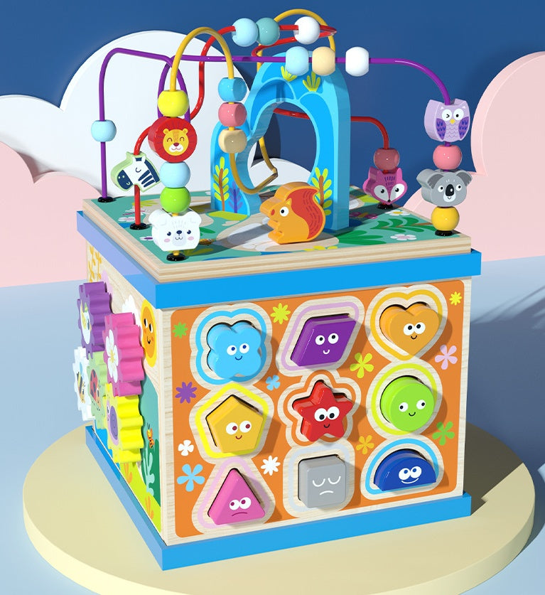 Kinder Multifunktionales Motorikspielzeug Lernwürfel mit Alphabet und Formen – Pädagogisches Activity-Center