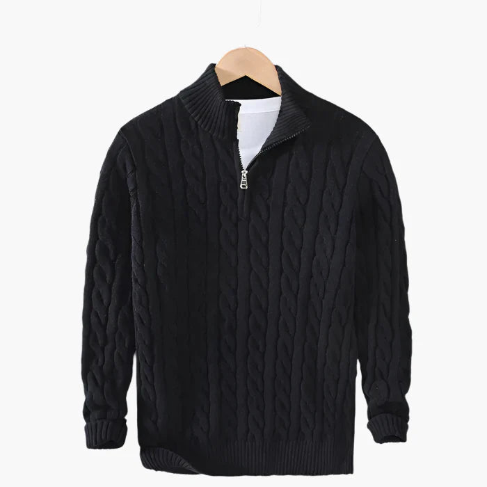 Herren Strickpullover mit Zopfmuster – Klassischer Freizeit- und Business-Look