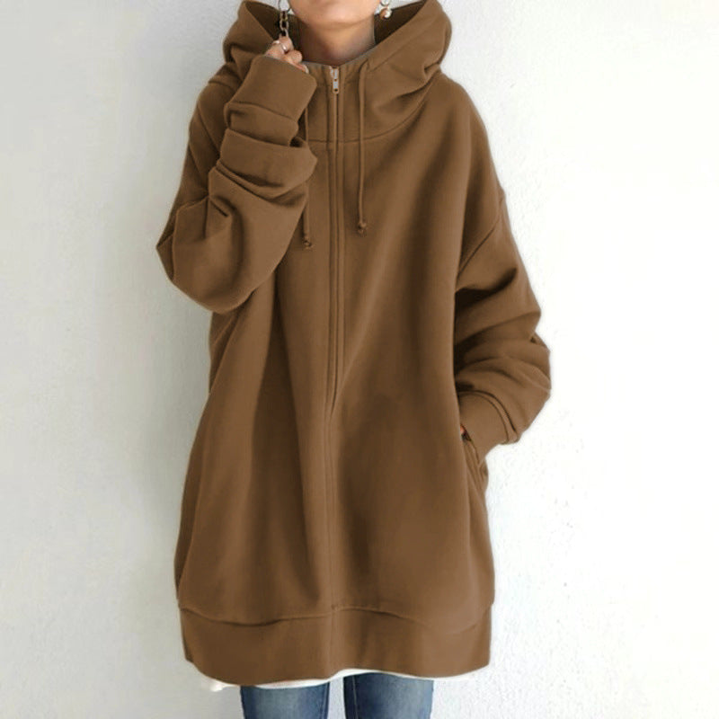 Sandra – Flauschige Damen Kapuzenpullover mit Vollreißverschluss