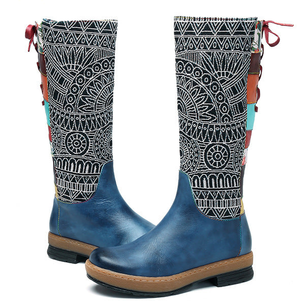 Christina – Bohemian Retro Motorradstiefel aus Echtleder