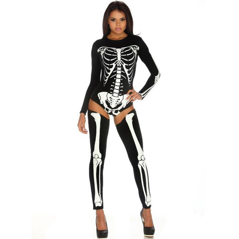 Damen Halloween Skelett Kostüm Body für Party & Verkleidung