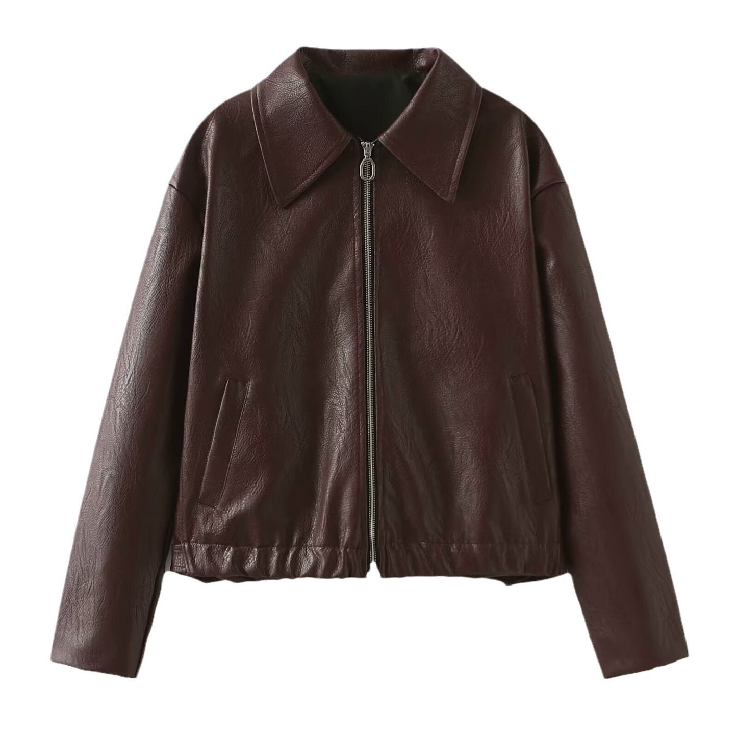 Sarah – Lederjacke mit Reißverschluss und Langarm
