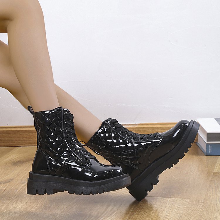 Barbara – Schnürstiefeletten mit Dickem Absatz und Minimalistischem Design